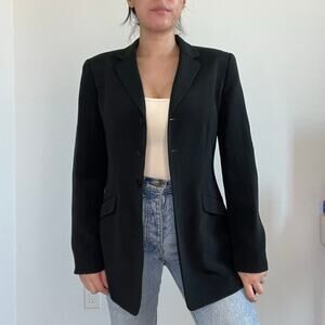 Jones New York Black 100% Silk Blazer Jacket Lined Size 6 Classic Fit Career